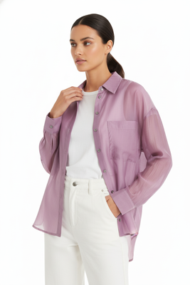 Imagen 2 del producto Camisa Satinada Transparente Malva Nicopoly