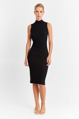Imagen 2 del producto Vestido Acanalado Cuello Alto Negro Nicopoly