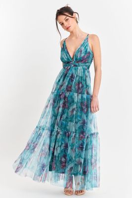 Imagen 2 del producto Vestido Tul Floreado Celeste Nicopoly