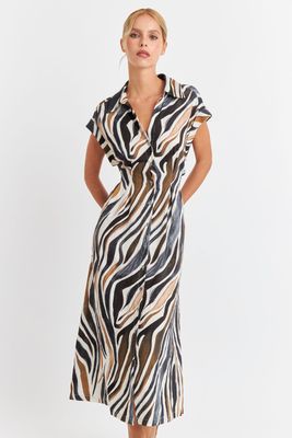 Vestido Camisero Cebra Café Nicopoly