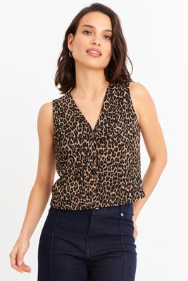 Gilet Tipo Crepé Animal Print Café Nicopoly