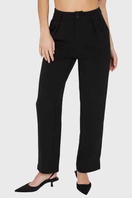 Pantalón Con Pinzas Recto Negro Nicopoly