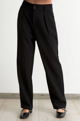 Pantalón Recto Con Pinza Negro Nicopoly