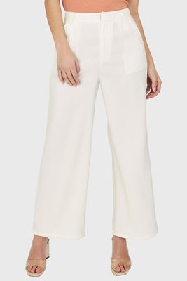 Pantalón Pinzas Tiro Alto Blanco Nicopoly