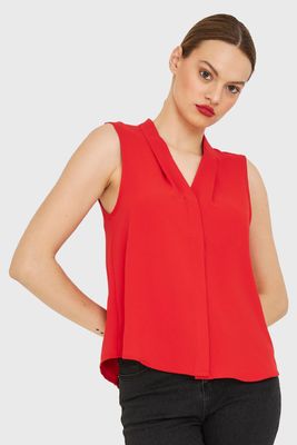 Blusa Escote V Sin Mangas Rojo Nicopoly