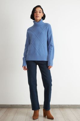 Imagen 2 del producto Sweater Cuello Alto Rombos Azul Nicopoly