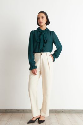 Imagen 2 del producto Blusa Corbatín y Vuelos Verde Azulado Nicopoly