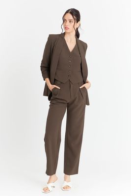 Imagen 2 del producto Blazer Manga 3/4 Ajustada Con Pliegues Marrón