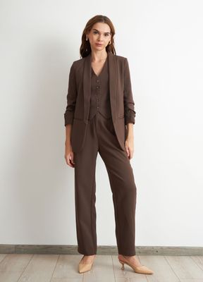 Imagen 2 del producto Blazer Manga 3/4 Ajustada Con Pliegues Marrón