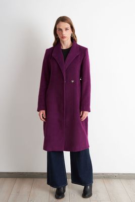 Imagen 2 del producto Abrigo con Cinturón Hebilla Metálica Morado Nicopoly