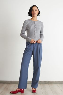 Imagen 2 del producto Cárdigan Trenzado Cuello Redondo Gris Nicopoly