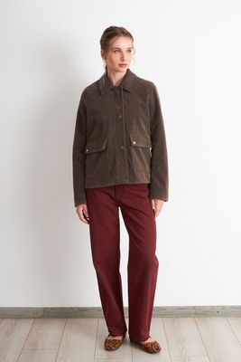 Imagen 2 del producto Chaqueta Tipo Gamuza Cuello Ecocuero Café Nicopoly