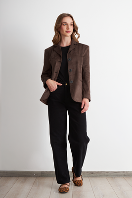 Imagen 2 del producto Blazer Oversize Tipo Gamuza Café Nicopoly