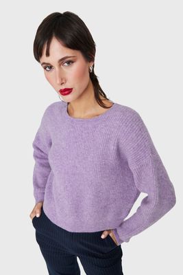 Sweater Crop Acanalado Lila Nicopoly