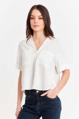 Camisa Básica Tipo Lino Blanco Nicopoly