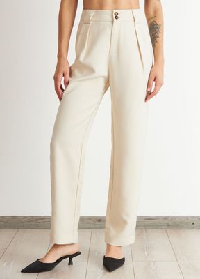 Pantalón Recto Con Pinza Blanco Nicopoly