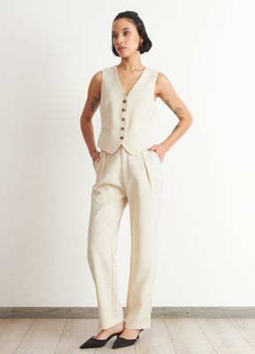 Imagen 2 del producto Pantalón Recto Con Pinza Blanco Nicopoly