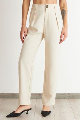 Pantalón Recto Con Pinza Blanco Nicopoly