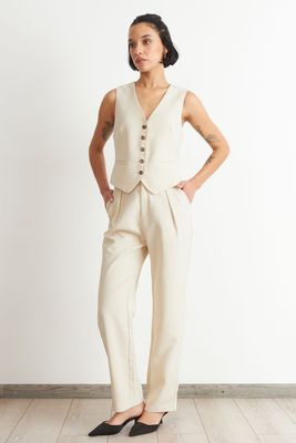 Imagen 2 del producto Pantalón Recto Con Pinza Blanco Nicopoly