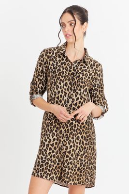 Vestido Tipo Camisero Animal Print Nicopoly
