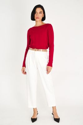 Imagen 2 del producto Sweater Acanalado Cuello Bote Rojo Nicopoly