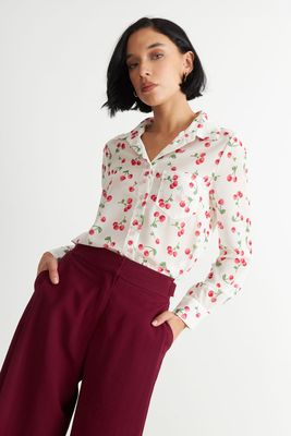 Imagen 1 del producto Blusa Manga Larga Estampado Cereza Blanco Nicopoly