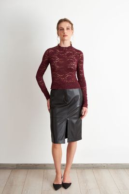 Imagen 2 del producto Falda Midi Ecocuero Negro Nicopoly