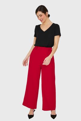 Imagen 2 del producto Pantalón Pinzas Tiro Alto Rojo Nicopoly