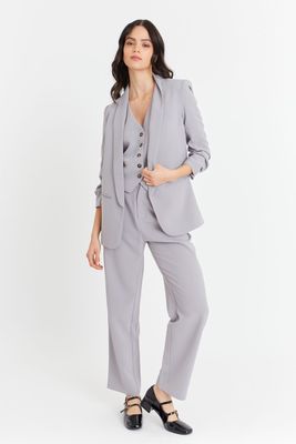 Imagen 2 del producto Blazer Manga 3/4 Ajustada Con Pliegues Gris