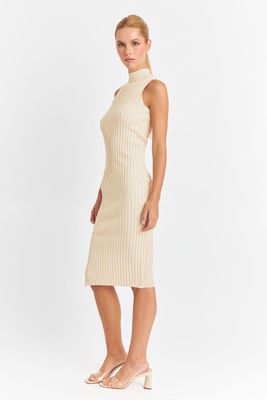 Imagen 2 del producto Vestido Acanalado Cuello Alto Beige Nicopoly