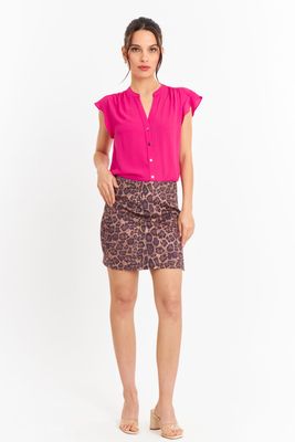 Imagen 2 del producto Blusa Cuello Mao Botones Fucsia Nicopoly