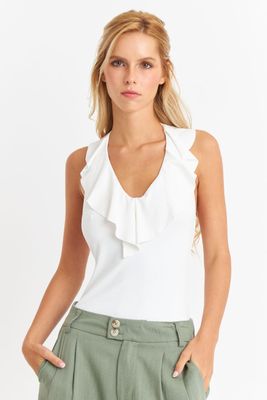 Body Escote Volantes Blanco Nicopoly