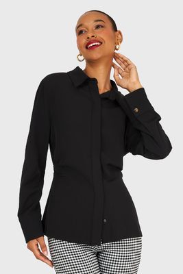 Camisa Pliegues Cintura Negro Nicopoly
