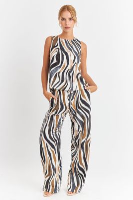 Imagen 2 del producto Top Tipo Lino Estampado Cebra Café Nicopoly