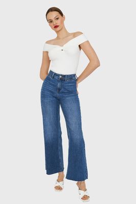 Imagen 2 del producto Top Acanalado Hombros Caídos Blanco Nicopoly