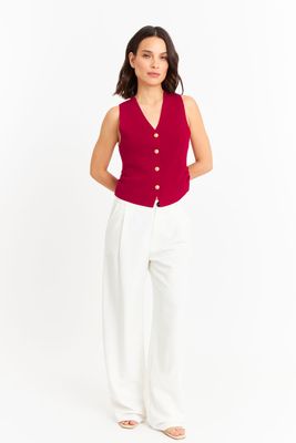 Imagen 2 del producto Gilet con Drapeado Lateral Rojo