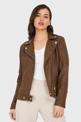 Imagen 1 del producto Chaqueta Ecocuero Tipo Biker Café Nicopoly
