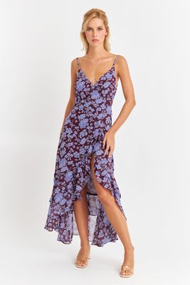 Vestido Floral Volantes Celeste Nicopoly