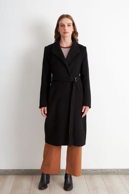 Imagen 2 del producto Abrigo con Cinturón Hebilla Metálica Negro Nicopoly