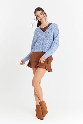 Imagen 2 del producto Cárdigan Tipo Crochet Botones Dorados Celeste Nicopoly