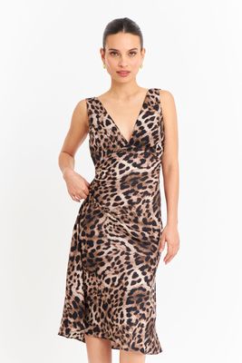 Vestido Animal Print Tipo Satín Nicopoly