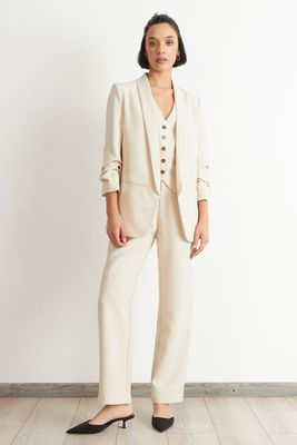 Imagen 2 del producto Blazer Manga 3/4 Ajustado con Solapas Blanco Nicopoly