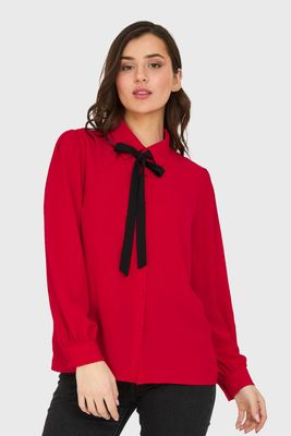 Blusa Con Lazo Desmontable Rojo Nicopoly