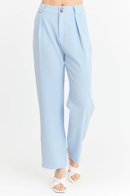 Pantalón Con Pinzas Recto Celeste Nicopoly