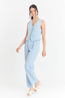 Imagen 2 del producto Pantalón Con Pinzas Recto Celeste Nicopoly