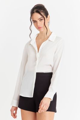 Blusa Básica Botonera Invisible Blanco Nicopoly