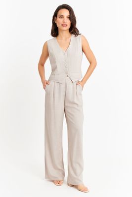 Imagen 2 del producto Gilet Mezcla Lino Khaki Nicopoly