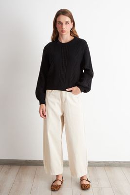 Imagen 2 del producto Sweater Trenzado Cuello Redondo Negro Nicopoly