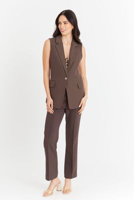 Imagen 2 del producto Blazer Sin Mangas Bolsillos Café Nicopoly