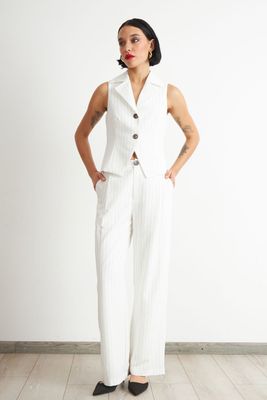 Imagen 2 del producto Pantalón de Pierna Recta Raya Diplomática Blanco Nicopoly